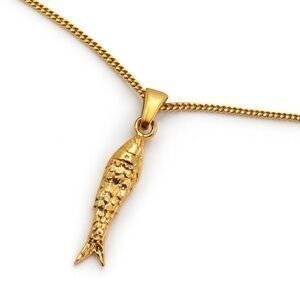 18K Gold Fish Necklace Y2K Gift Minimalist